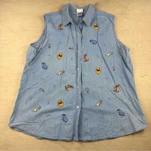 Disney Vintage Denim Sleeveless Shirt Winnie the Pooh